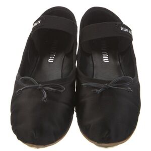 Miu Miu Black Flats with Bow Detail